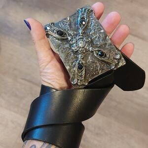 VTG Glam core Italian leather belt Rhinestone buckle Selection Vanzetti